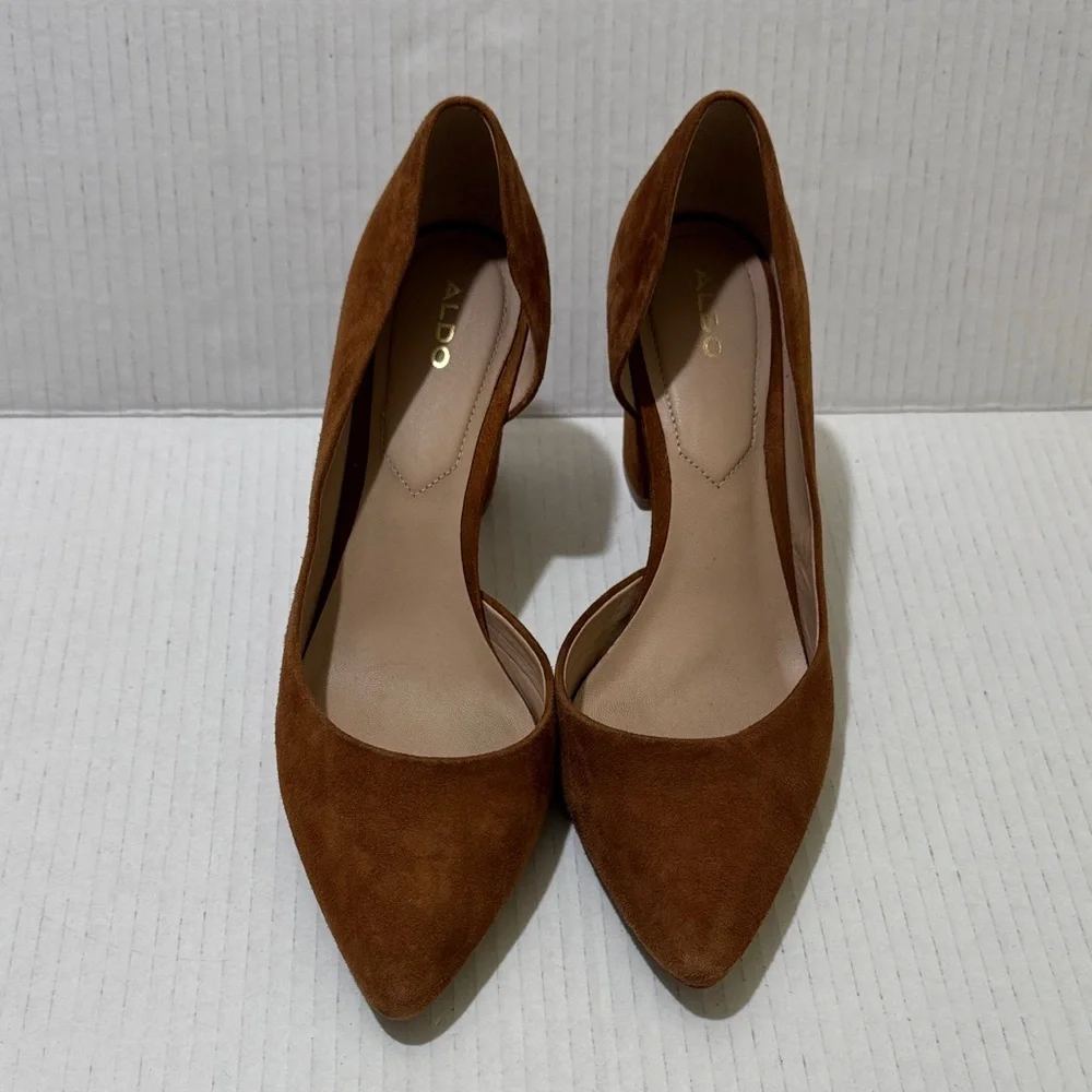 ALDO Camel Brown Block Heels Pump Size 9 Same Day Shipping Guaranteed